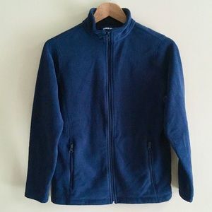 Kids Large (Kids 14-16) Lands’ End Full-Zip Mid-Weight Fleece Jacket, Dark Navy